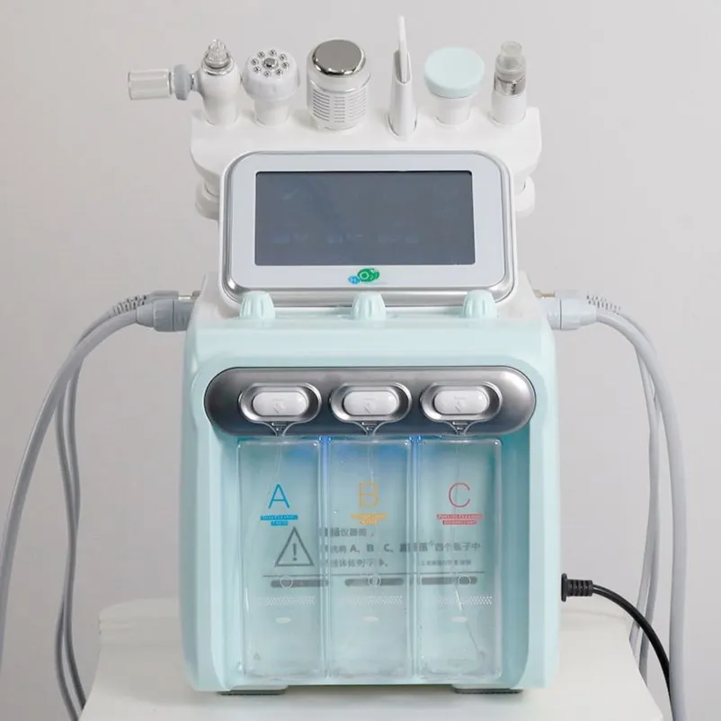 معدات التجميل أعلى تصميم محمول 6 في 1 H2 O2 Hydromabrasion Facial Diamond Hydra Microdermargarase Peel Machine Hydro Wonder Oxygen Jet