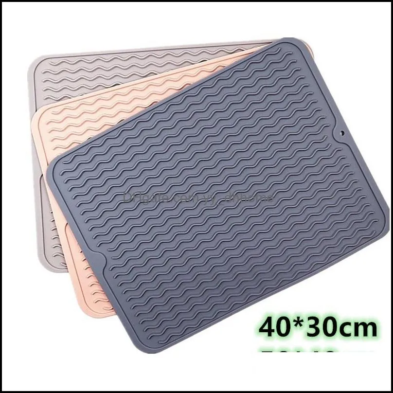 foldable silicone dish drying mat non-slip placemat tableware silicone drain pad insulation pot tableware mat vtky2315