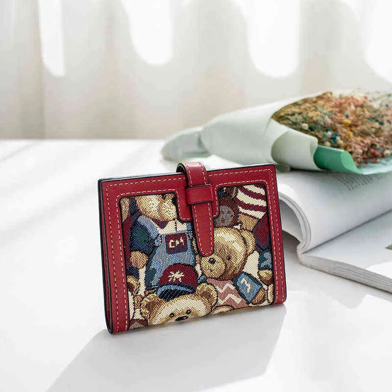 wallet Canvas Cute High-end Multi Card Slot Large Short Change Card Bag Female 220721