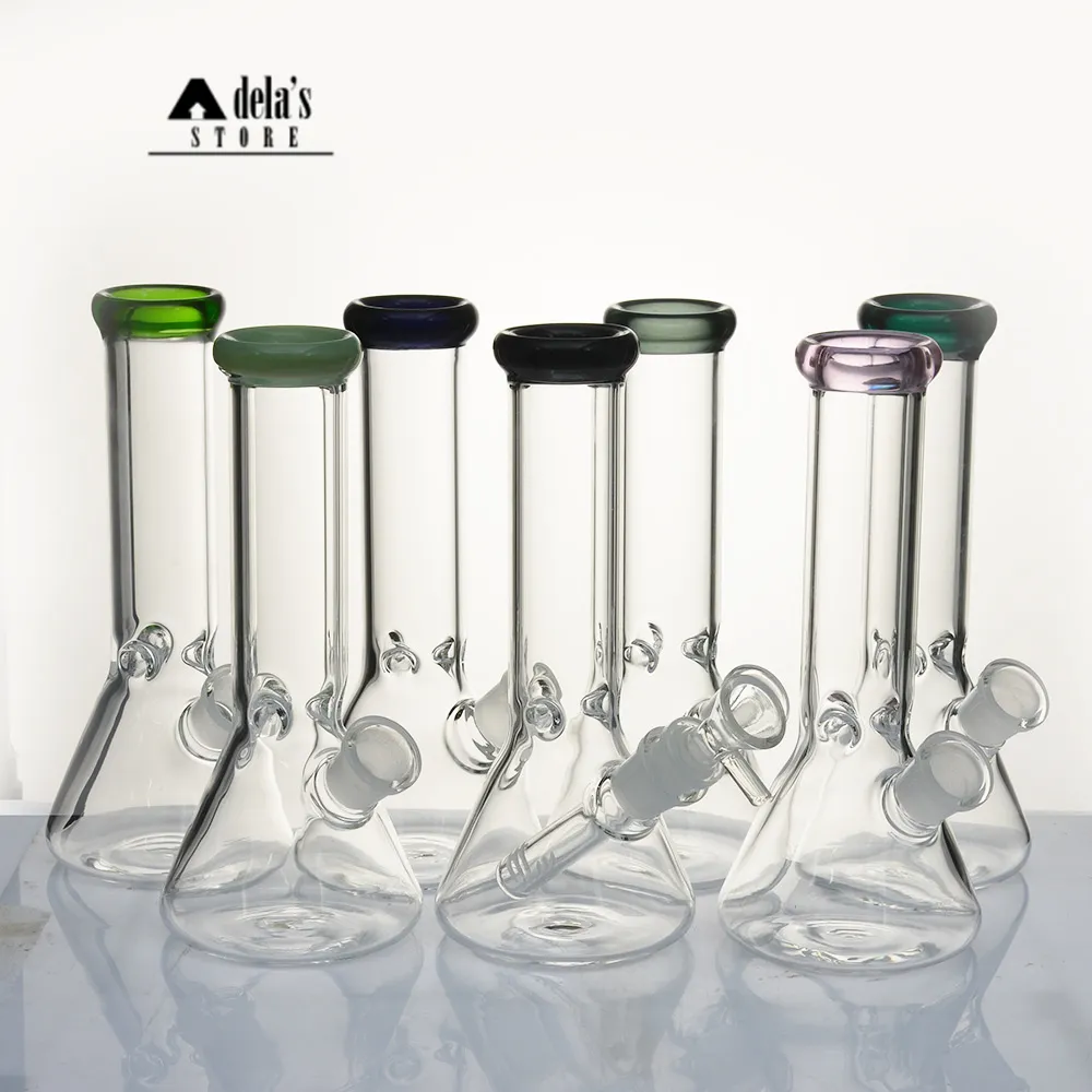 8 Inches Beaker Bong Hookahs Available Glass Water Pipe 10 Colors 18mm Joint Dab Oil Rig Hookah Heady Recycler Beaker Downstem Bowl Banger