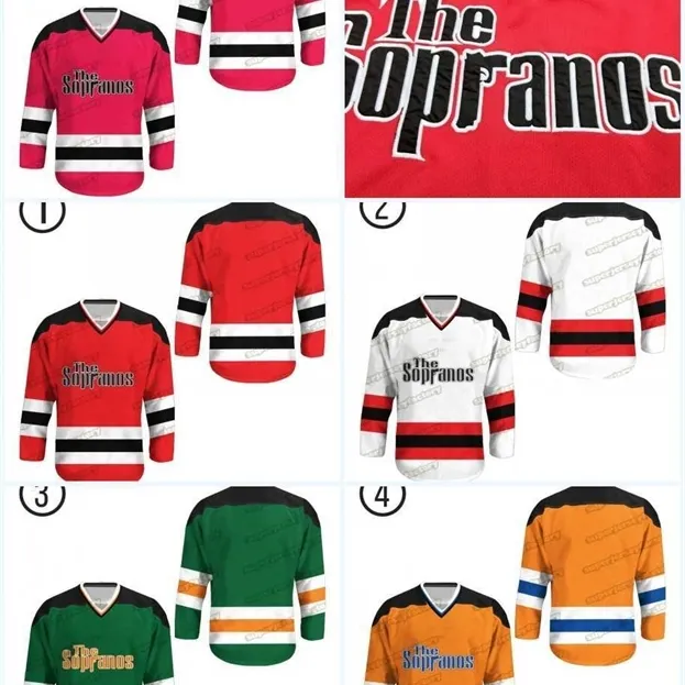 Nik1 Exklusiv Merchandise Sopranos Hockey Tröjor 100% Stitched Red White Green Yellow S-3XL Snabb leverans