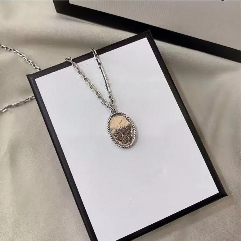 New jewelry 925 silver G letter hollowed out pendant necklace for men and women Vintage Necklace fashion personalized holiday gift