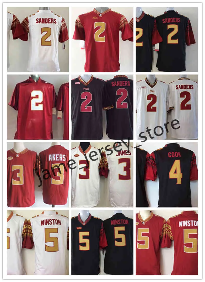 Maillot de football universitaire Xflsp 2 Deion Sanders 3 Derwin 3 Cam Akers 4 Dalvin Cook 5 Jameis Winston