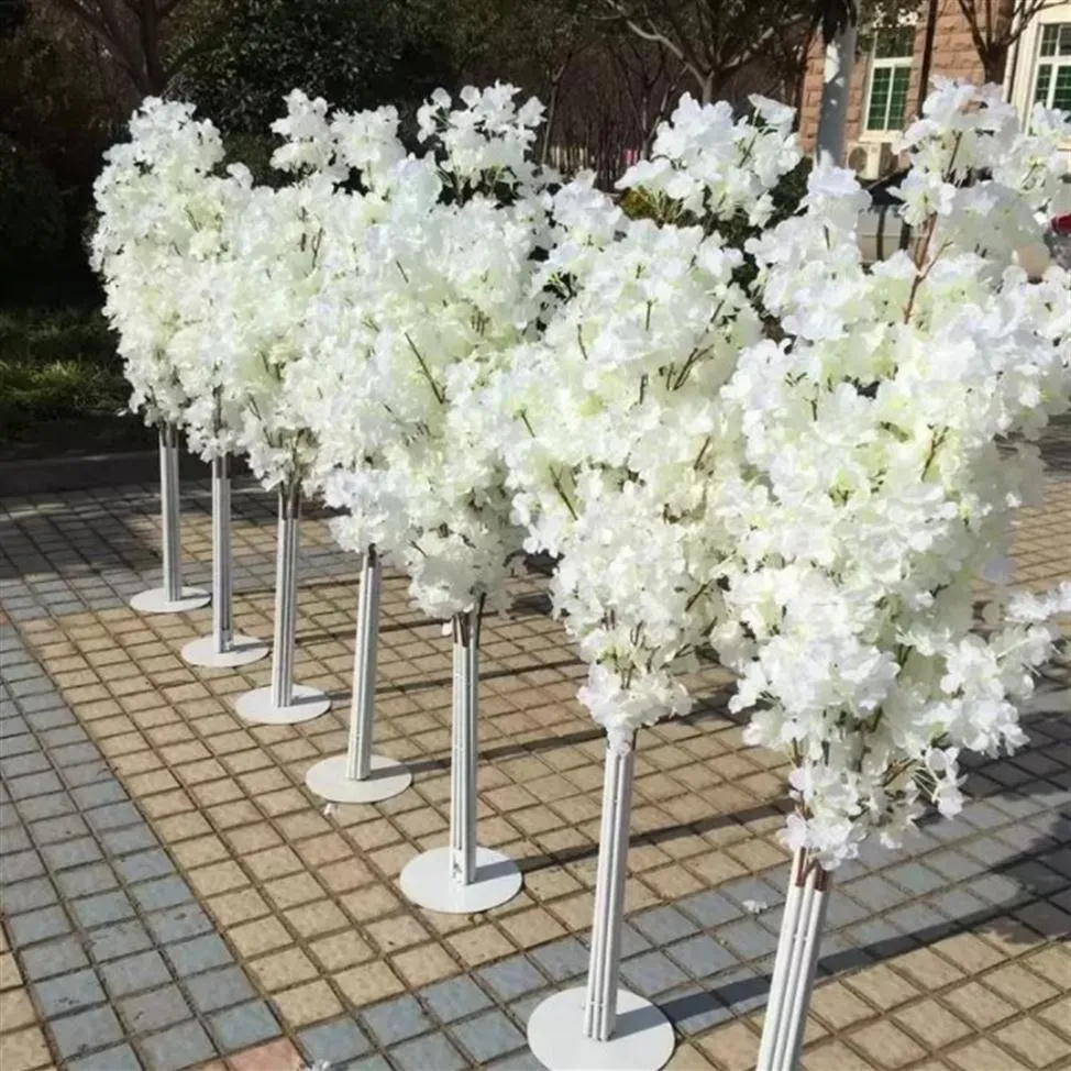 5ft Tall 10 piece lot Slik Artificial Cherry Blossom Tree Roman Column Road Leads For Wedding Party Mall Opened Props Home Garden 298P