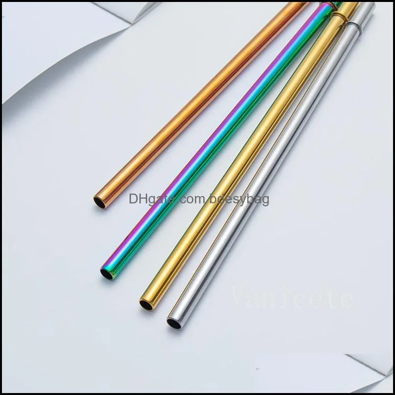 7pcs/set 215x8mm colorful reusable metal drinking straws 304 stainless steel straw with brush for mugs bar party accessory t9i001881