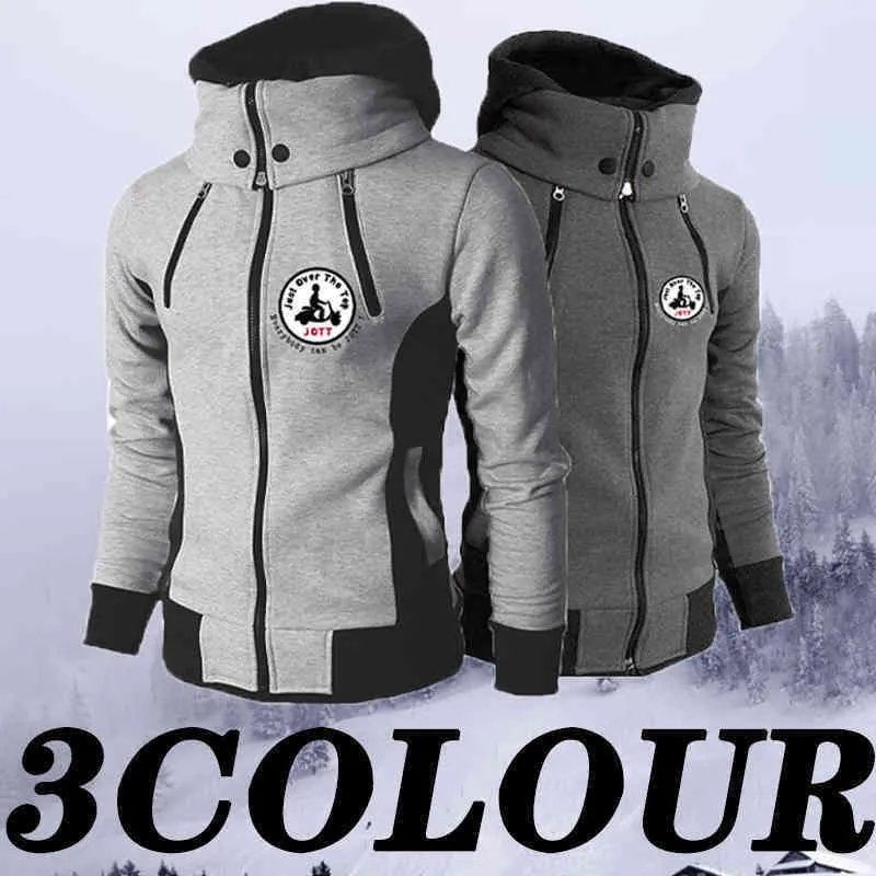 2022New heren herfst en winter jott sweatshirts warme winddichte man jas dubbele ritssluiting mode mode sport kleding s-4xl