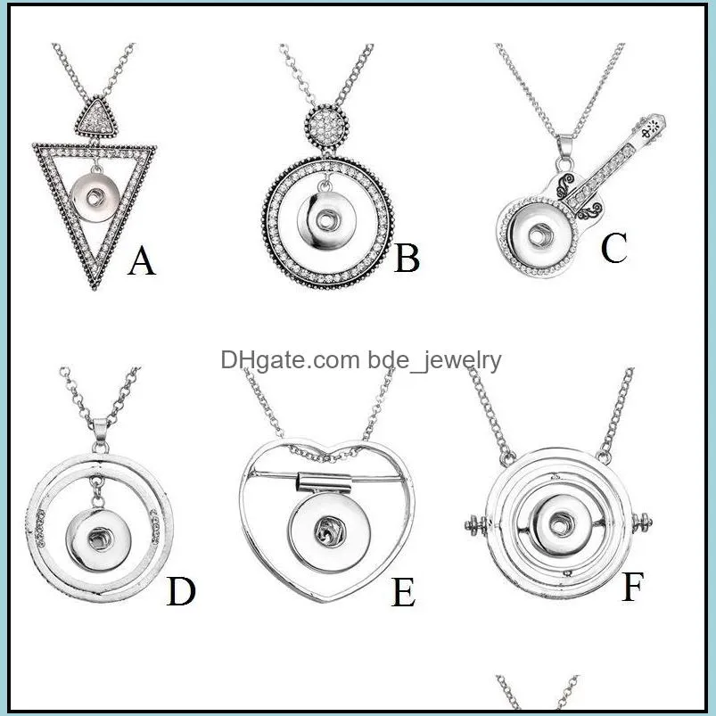 Pendentif Colliers Mode Cristal Snap Bouton Cercle Coeur Triangle Charmes C Fit 18Mm Gingembre Boutons Cadeau Fête Collier J Bdejewelry Dhlpi