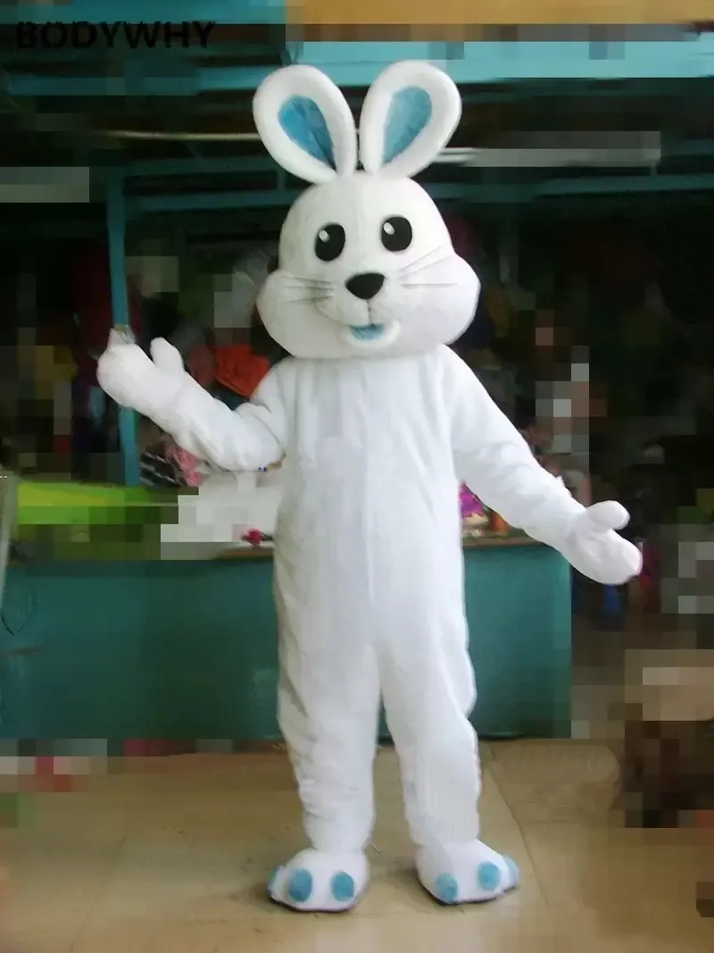 2022 Disfraz de mascota de conejo de orejas azules de Halloween Personaje de tema de anime de dibujos animados de alta calidad Tamaño adulto Fiesta de cumpleaños de carnaval de Navidad Traje de lujo