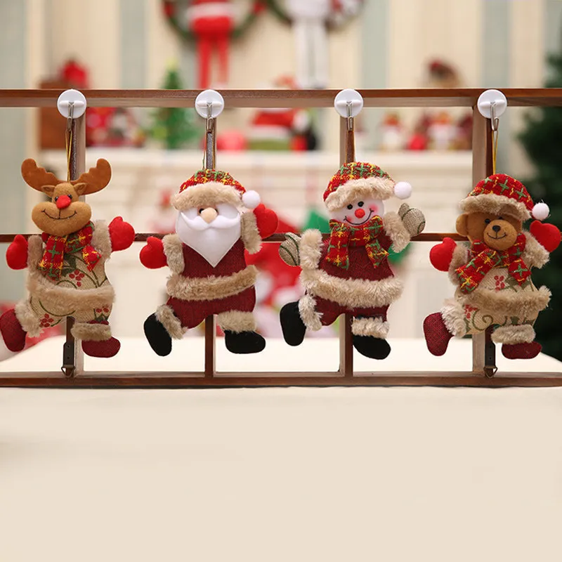 4 pezzi Buon Natale ornamenti regalo Babbo Natale pupazzo di neve albero giocattolo bambola appendere decorazioni per la casa Navidad Y201020