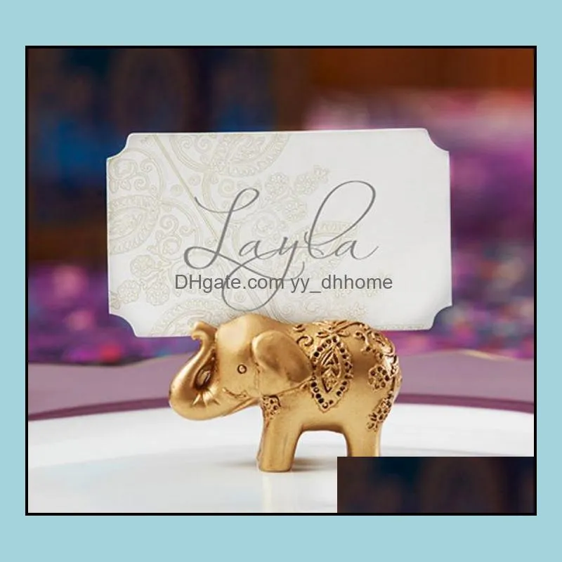 lucky gold elephant place card holders table name holder wedding centerpiece favors gift party decoration sn2060