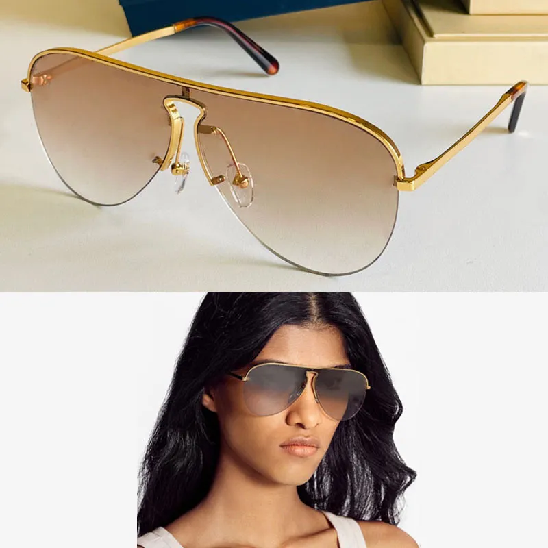 Lunettes de soleil Aviator designer Aviator avec bras en metal dore pont de trou de serrure objectifs a gradient cadre PC protection UV400 boite