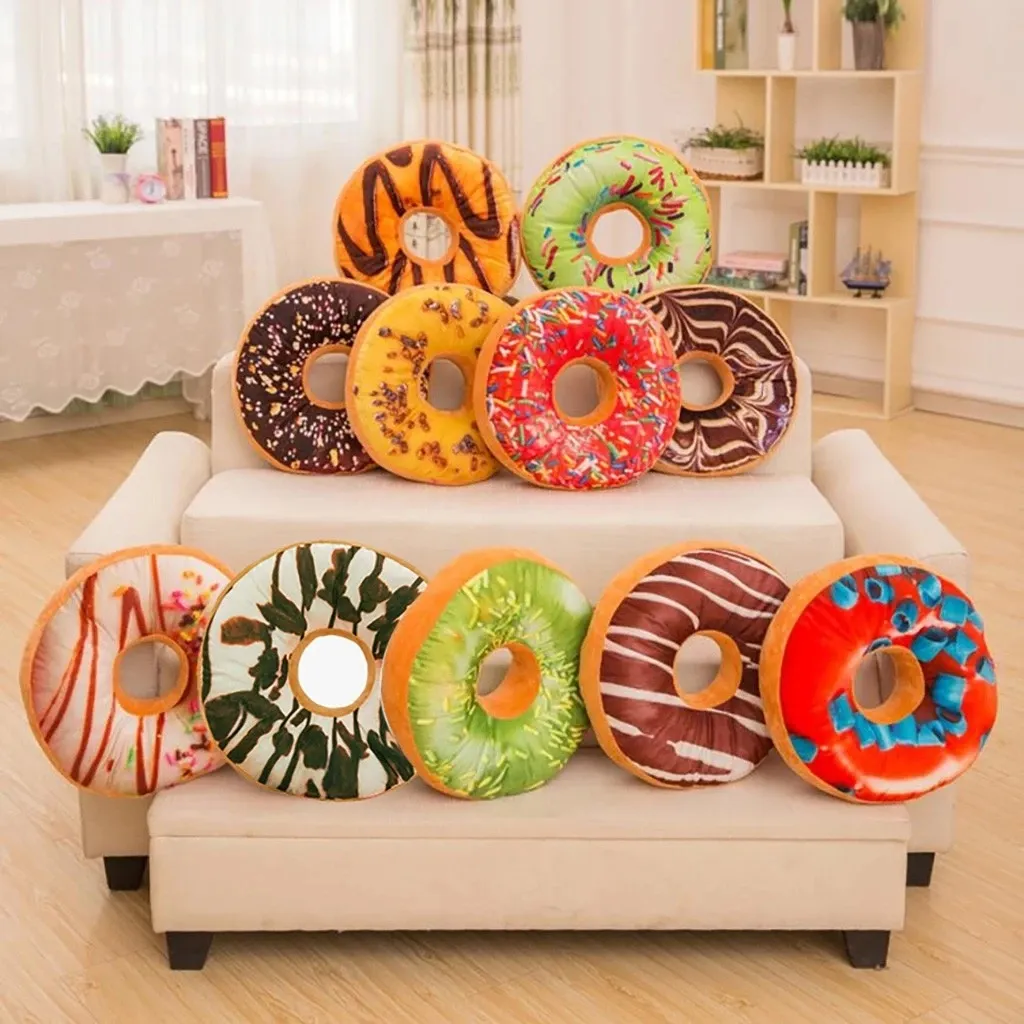 Creative 3D Gourmet Donut Bread Barbershop Plush Cushion 40cm Round Pillow  For Sofa Free UPS Or DHL Shipping From Factory From Super_hunter, $7.96