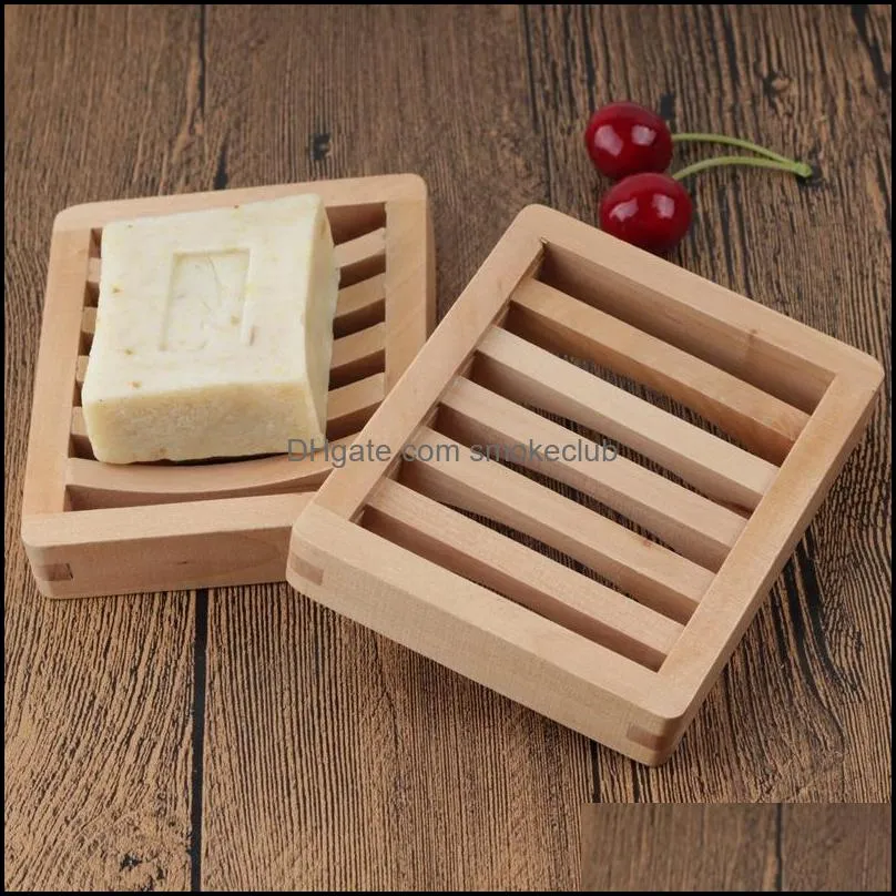 Fashion Natural wooden soap dish tray holder storage soap rack plate boxes containers for shower plate bathroom B3