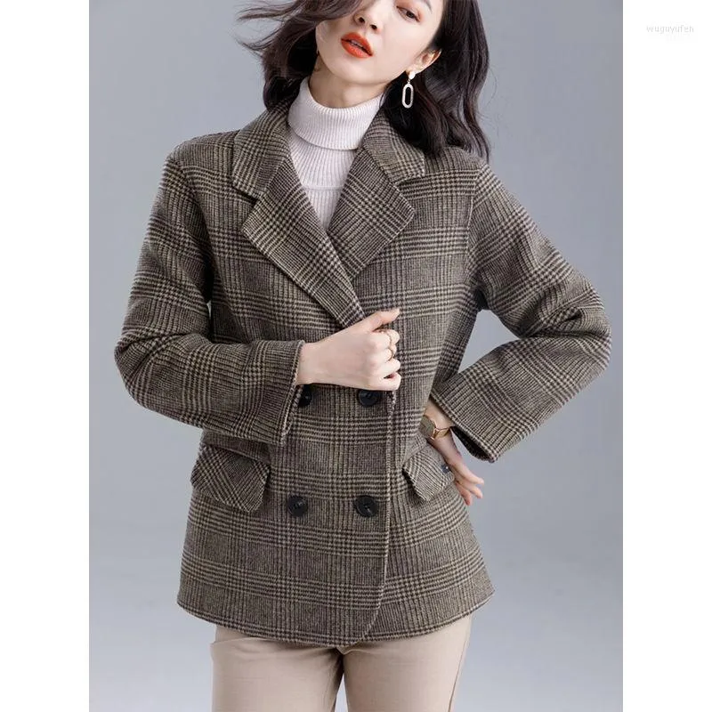 Женские куртки корейская осенняя клетчатая пиджак 2022 Весна и повседневная двойная одежда K1246 K1246