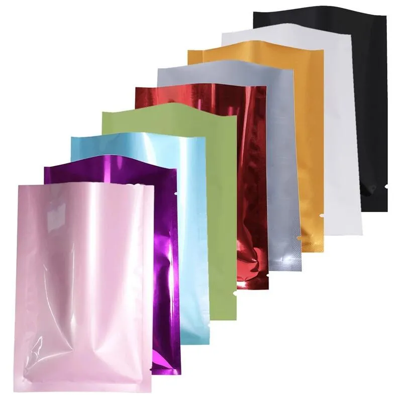 Sacs en papier d'aluminium, Lot de 100 pièces, pochettes plates anti-odeur à dessus ouvert, sac d'emballage de bijoux et cosmétiques, emballage en plastique