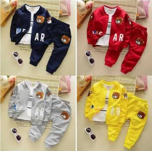 Boys 3pcs Kids Baby Clothes Set Tops T Shirt Pants Children Outfits Set Boys Autumn Clothing 0 4years