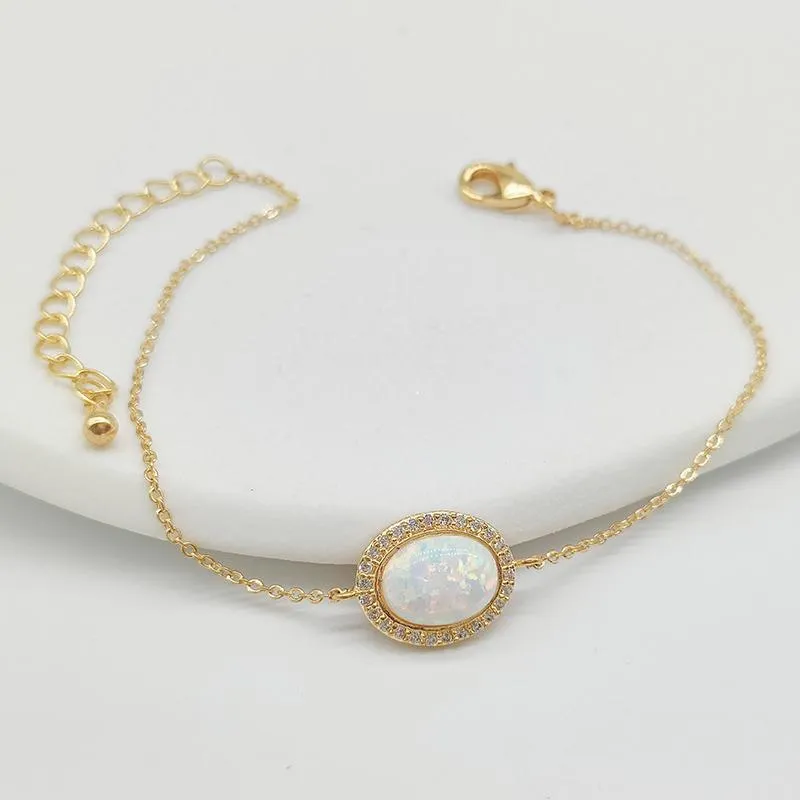 Link Chain Fashion Copper Micro-Set Zircon Lucky Round Bead Charm Bracelet For Women Bangles Jewelry Female JewelleryLink
