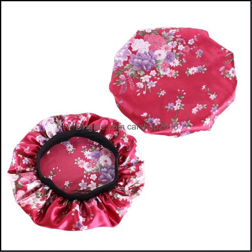 fashion women silky night sleep cap hair wrap hat satin bonnet ladies head wear cap hairloss cap salon color