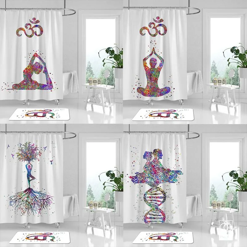 Shower Curtains Yoga Chakra Curtain 3D Print Boho Tree Of Life Waterproof Bathroom With Hooks Products Accessories Sets DecorShower