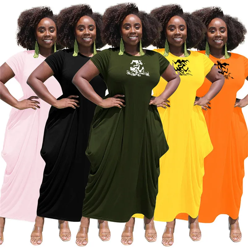 Moda Plus Size Dress 2022 Designer de verão Mulheres roupas One Pice