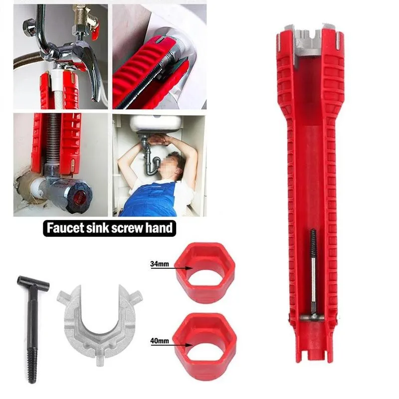 8 In 1 Multi Key Flume Magic Wrench Sink Plumbing Tools Multifunctional English Tool