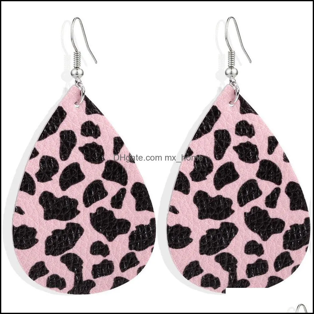 Drop Stud Earrings Pendant Leopard Earring Teardrop Leather Ear Ring Simple Vintage Jewelry for Women Girl Pendants Gift YFA2552