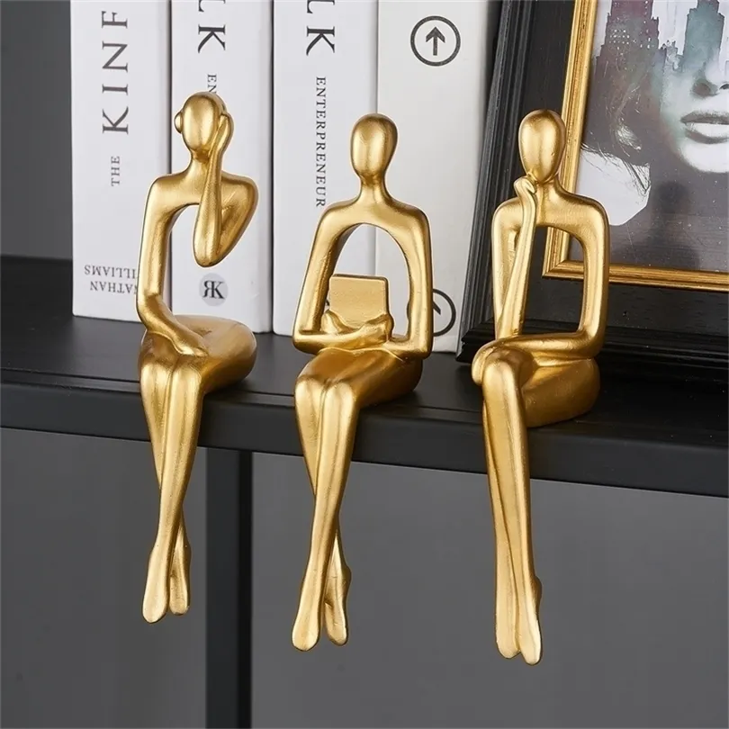 Nordic Büro Schreibtisch Zubehör Denker Figur Statue Luxus Wohnzimmer Dekoration Wohnkultur Kunst Desktop Skulptur Handwerk 220628