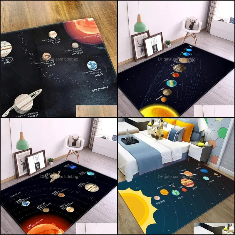 3D Solar system Children Room Carpet Space Planet Rug For Boy Bedroom Anti-slip Mat Bathroom Home Decor Play Crawling Floor Mat 220329