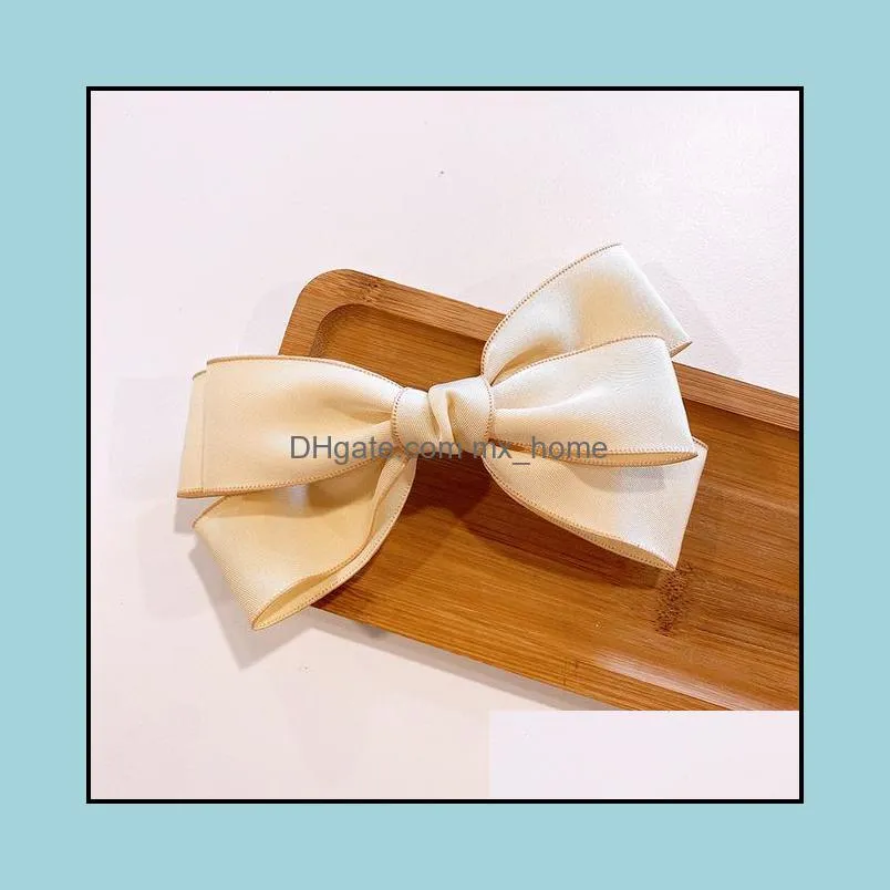 korean sweet girl temperament simple double-layer fabric handmade bow spring clip fashion women`s hairphair accessories