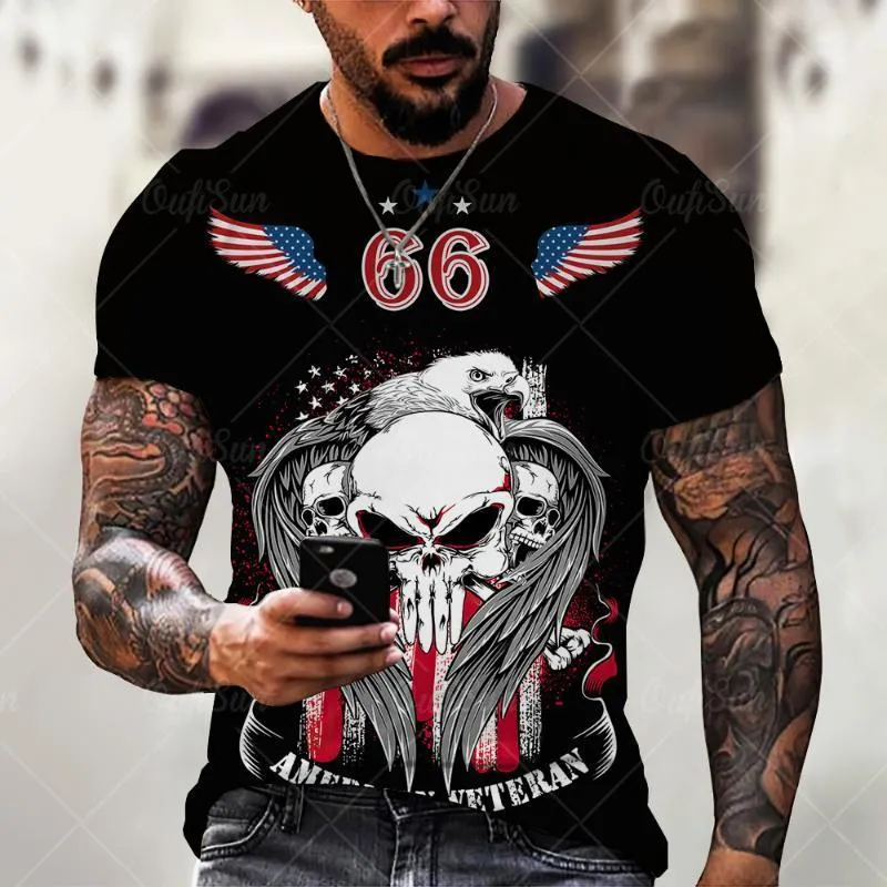 Мужские футболки мужские футболки Cool 66 Pattern 3D печать футболки свободно негабаритные моды круглые шеи одежда с коротким рукавом