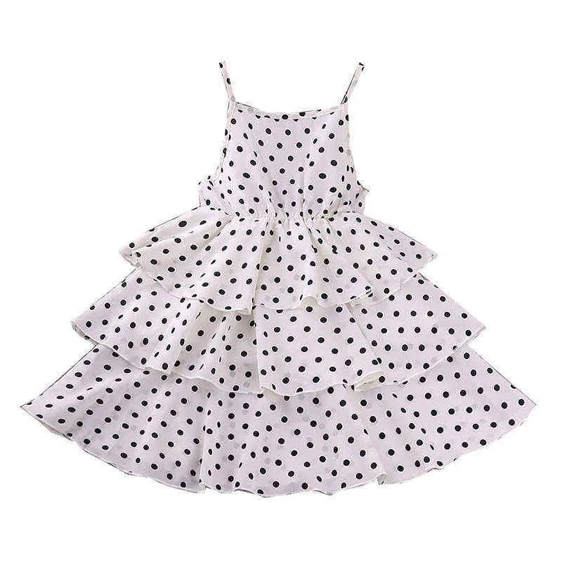 Meisjes prinses jurk zomer kleding polka stippen glijden cupcake jurk zoete kinderen outfit kostuum 4-12yr g220518