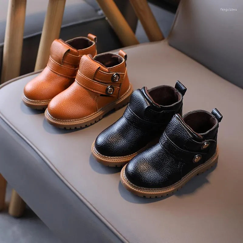 Boots Autumn Winter For Kids Girls Vintage Black Yellow Boys Ankle Simple Solid Short Baby Toddler E08013Boots