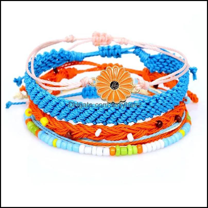 bohemian sunflower woven bracelets handmade adjustable friendship bracelet bangle for women girls free dhl u2fz