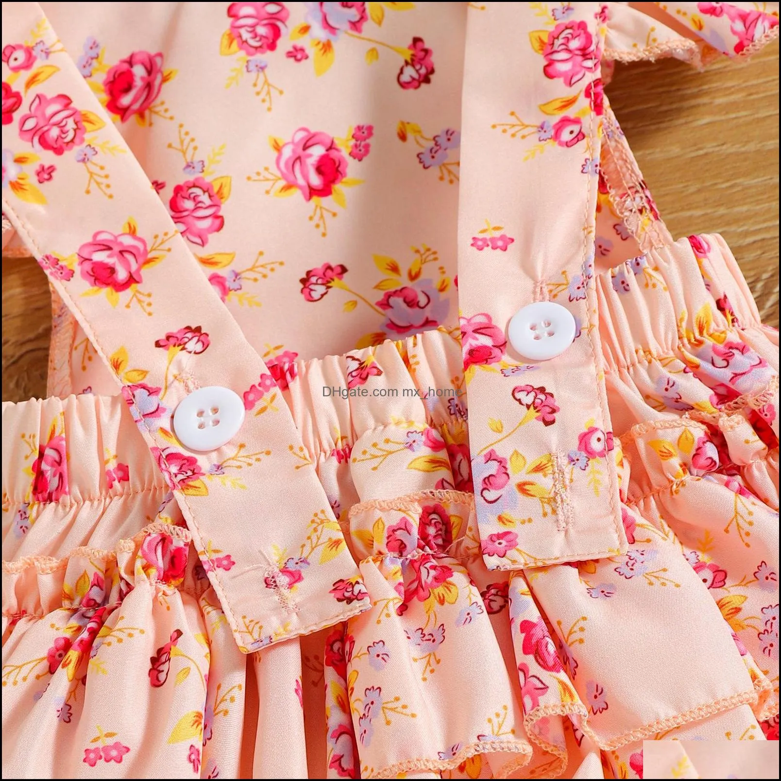 kids rompers girls floral print flying sleeve romper infant toddler flower jumpsuits with bow headband summer fashion boutique baby climbing clothes