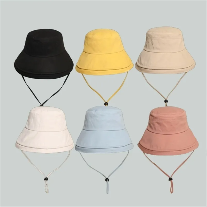 Sommar solid hink hattar unisex bob caps hip hop män kvinnor sommar panama cap strand sol fiske mode fiskare hatt 220812