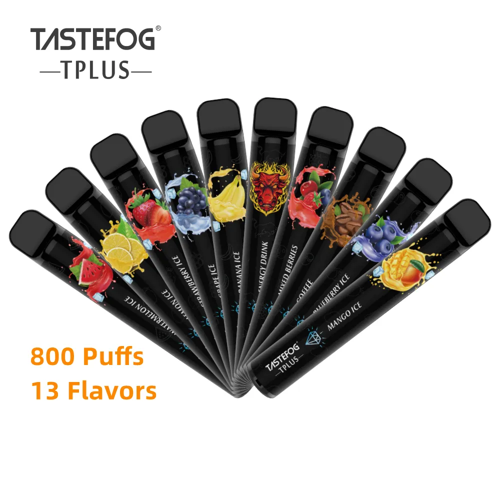 Factory Wholesale 11 Flavors Disposable Vape Pen 800Puff 3ml Tastefog Bar in Europe Spain Electronic Cigarette With Retail Package TPD CE Individual sealing bag