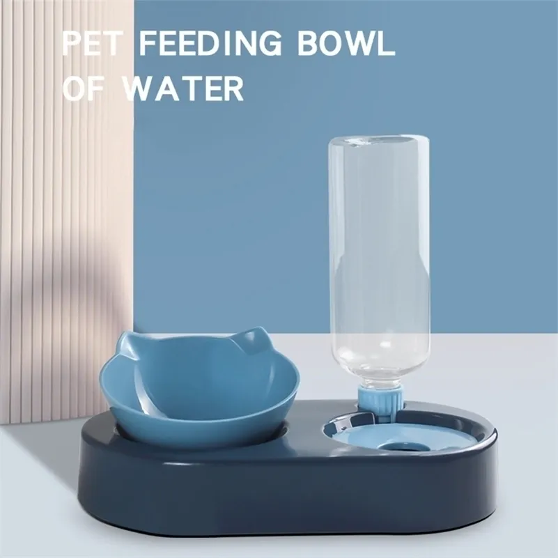 2-en-1 bol pour chat pour animaux de compagnie mangeoire automatique nourriture pour chien avec fontaine d'eau plat de support surélevé s pour Drinkder 220323