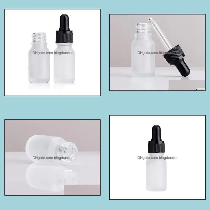 wholesale price frosted glass dropper bottle vial 10ml empty dropper bottles with eye dropper and childproof caps sn3013