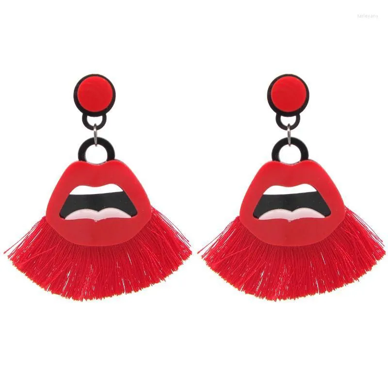 Bengelen kroonluchter brincos lip drop oorbellen voor dames hiphop sieraden statement kwastel oorbel rode nachtclub oorbellen dangle farl22