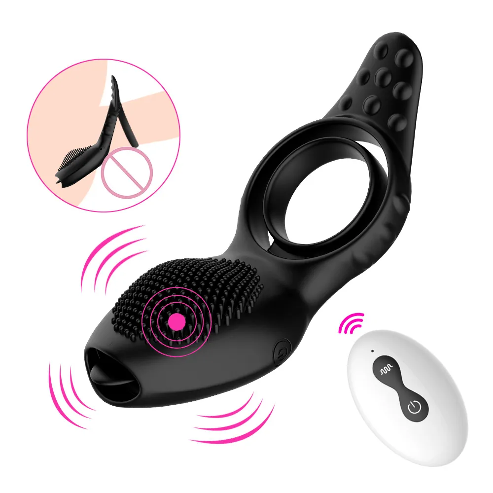 Prostate Massage Delay Ejaculation Dual Cock Ring 9 Modes Remote Control Silicone Penis Adult sexy Toys for Men Erection