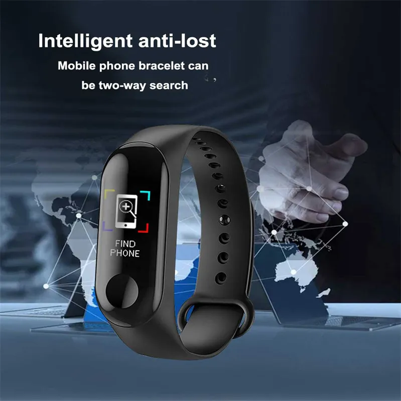 M3 Smart Wristbands Digital Watch Bracelet for Child Women with Heart Rate Monitoring Running Pedometer Colour Counter Health Sport Tracker Wristband