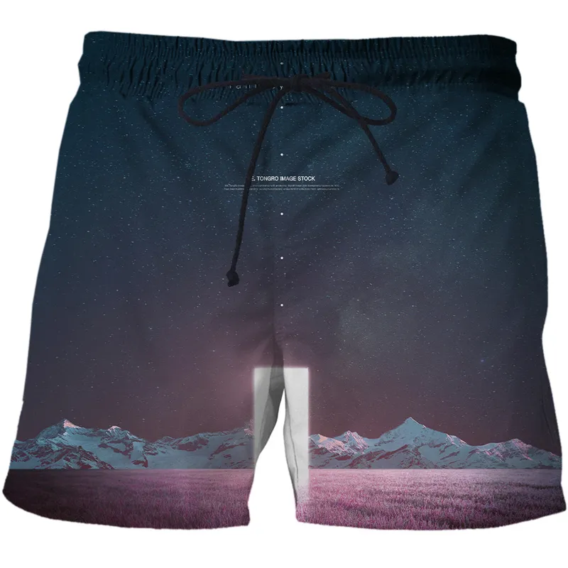 Summer Funny starry sky 3D Print Beach Pants Fashion Fitness Leisure Quick-Dry Bermuda Running Shorts Surfing Swimwear Swimsuits 220624