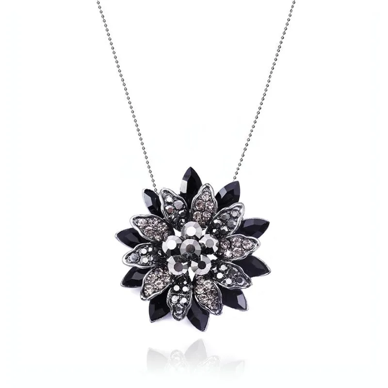 Black dahlia flower necklace store