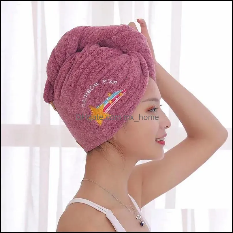 women girl`s magic microfiber shower cap towel bath hats for dry hair caps quick drying soft for lady turban head