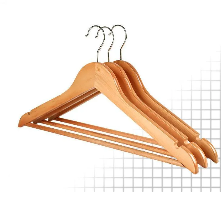 Multi-Functional Wooden Suit Hangers Wardrobe Storage Clothes Hanger Natural Finish Solid Folding Clothing-Drying Rack Clothing SN5628
