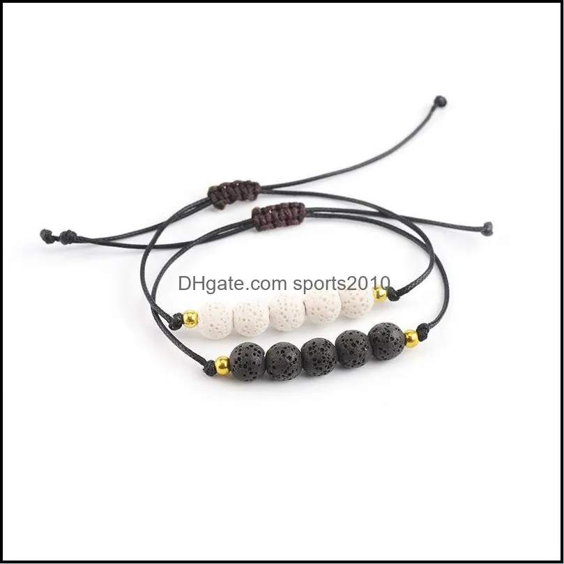 chakra colorful lava stone bead strand bracelet diy essential oil perfume diffuser rope braided lover friendship bracelets sports2010