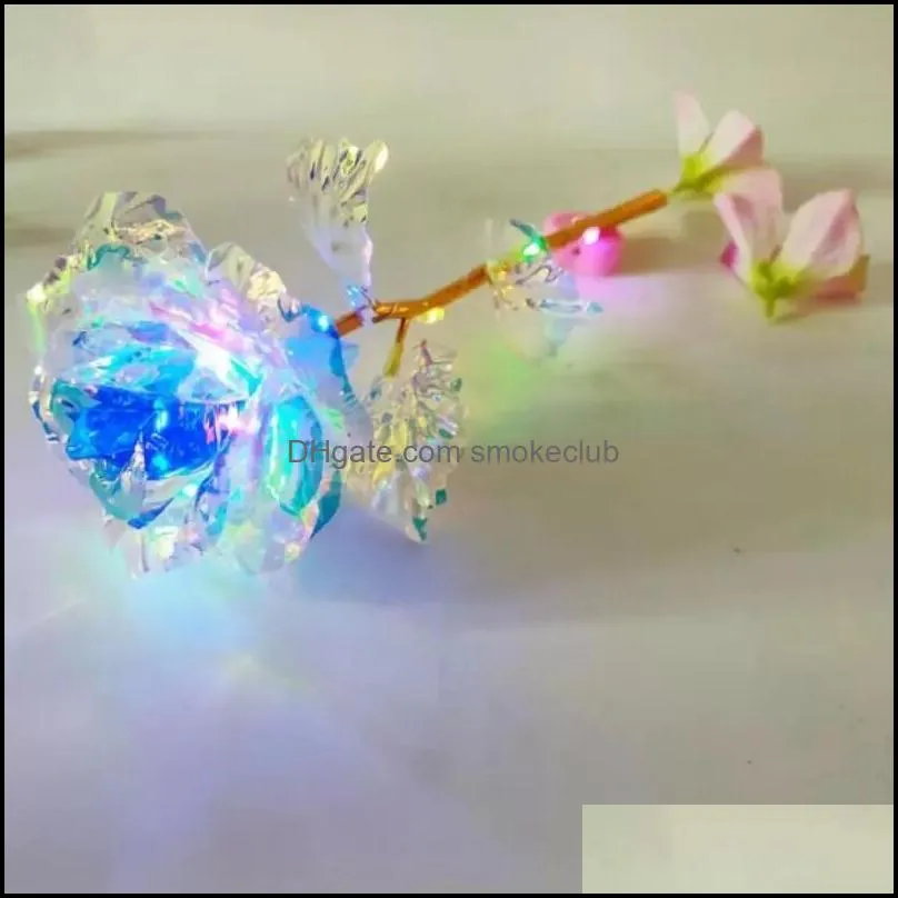 24k Gold Foil Plated Led Rainbow christmas Flower gold-plated Rose light valentine gift Christmas Wedding Decorations seaway FWF2490