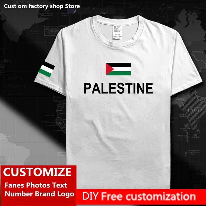 Fan di maglietta State of Palestine Fans personalizzata Fans Numer Nome Nome Branda High Street Fashion Hip Hop Casual Thirt PSE 220616GX