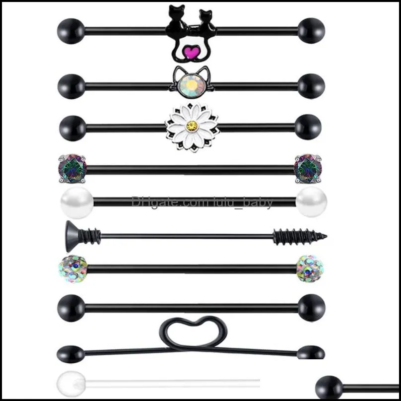 industrial earrings surgical steel body piercing jewels ear cartilage barbell jewelry for men and women