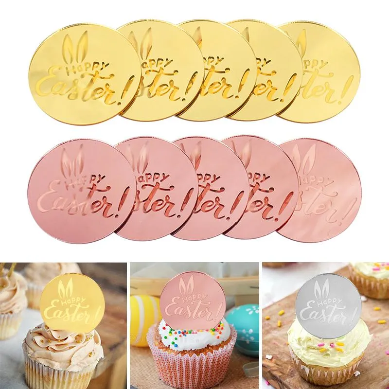 Inne świąteczne zapasy imprezowe 5/10PCS Wesołych Świąt Wielkanocnych Acryl Cake Topper DIY Bupcake Wstawka Dekoracja deseru 2022 Kids Favor Favor Prezenter